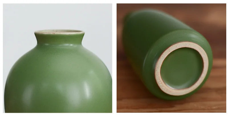 Green Ceramic Small Vase Zen Chinese Style Home Decoration Simple Dried Flower Flower Pot