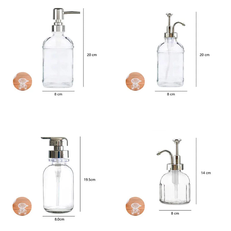 Soap Dispenser Bathroom Storage Bottle Hand Sanitizer Liquid Soap Solution Lotion Press Nozzle Mouth Glass Bottle Pump Bottle