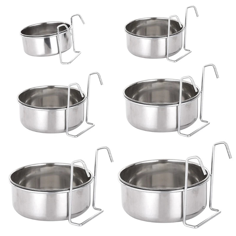 Dog Hanging Bowl Kennel Bowls Stainless Steel with Hanger for Bird Small Animals