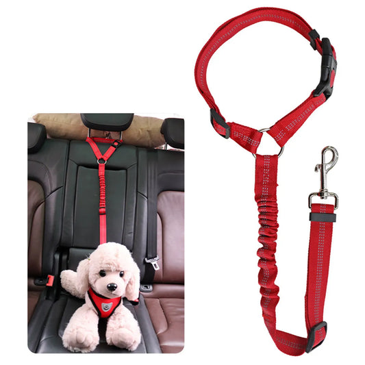 Pet Supplies Car Seat Belt Dog Seat Belt Dog Leash Vehicle Belt Adjustable Cushioning Elastic Reflective Safety Rope for Dog Cat