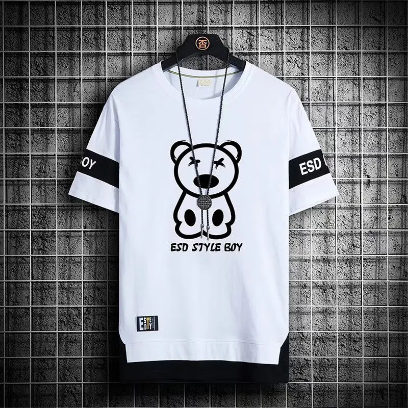 2022 New Men's T Shirts Korean Fashion Summer Streetwear Print T Shirt Casual Men Clothing Harajuku Short Sleeve Tops Tees Men