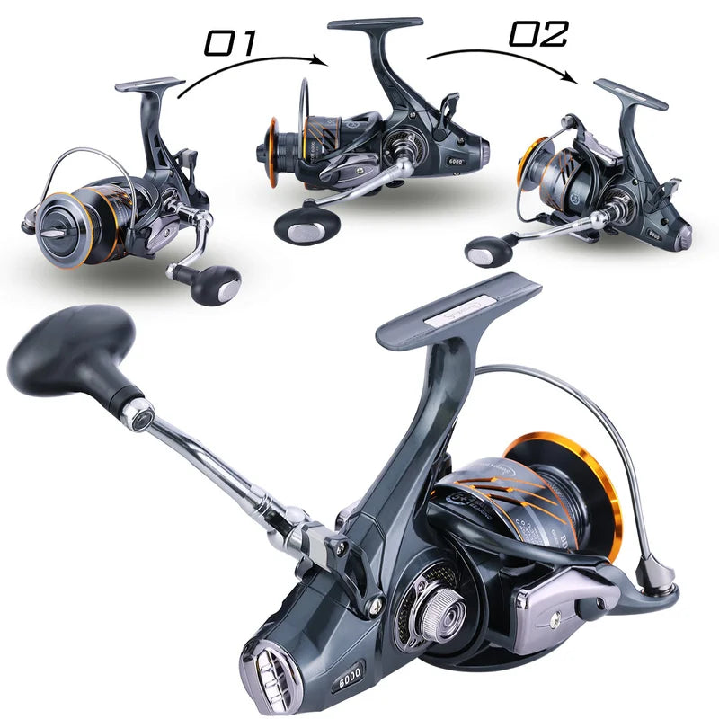 Sougayilang 5+1BB Fishing Reel 4000/6000 Series with Free Spool Spinning Reel 10KG Carbon Fiber Drag Power Carp Fishing Tackles