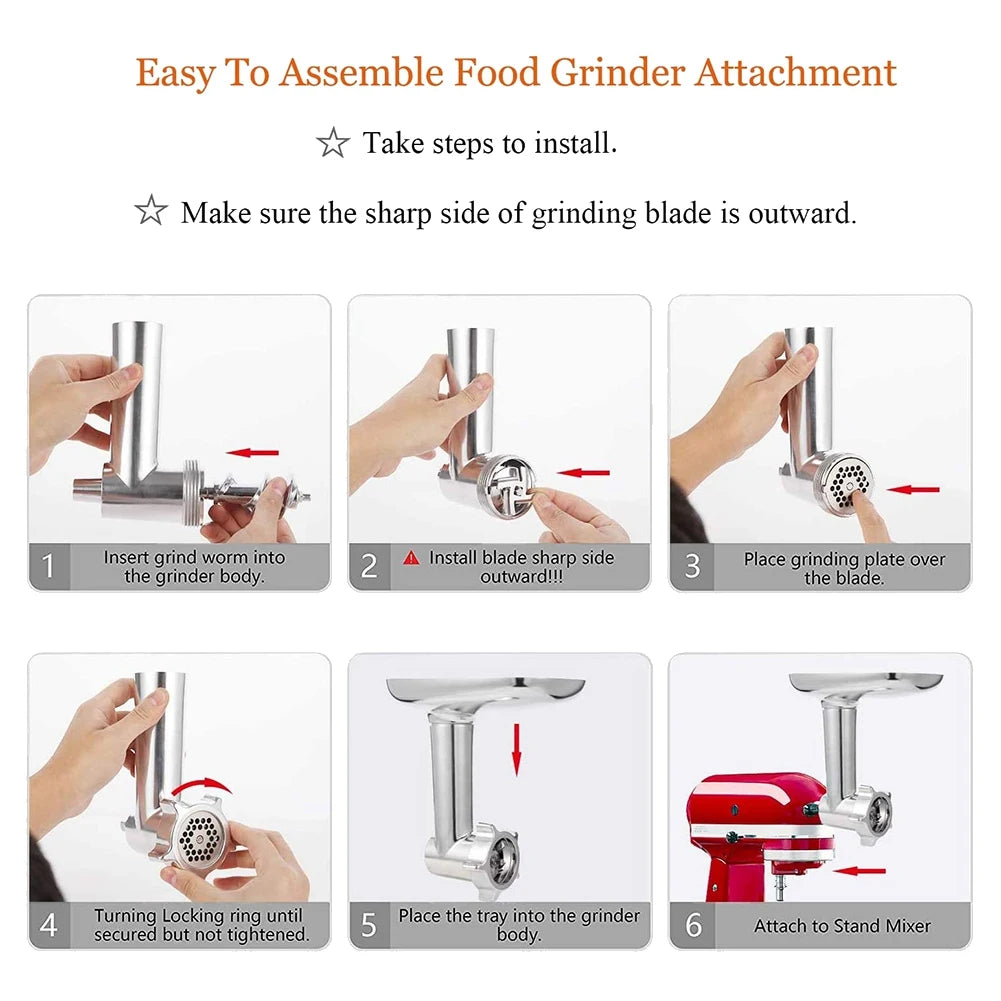 Meat Grinder Attachment for Stand Mixers,Included Sausage Stuffer Tubes,Durable Food Grinder Attachments