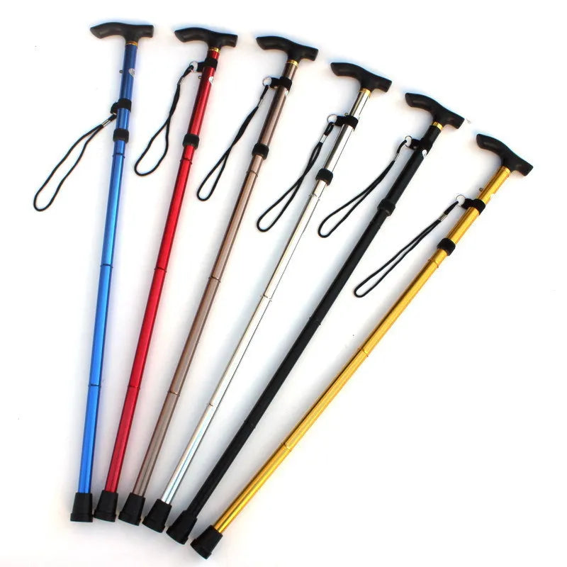 Walking sticks Aluminum Alloy Climbing Cane Four-section Telescopic Folding Climbing and Hiking Cane Trekking Poles Elderly Cane