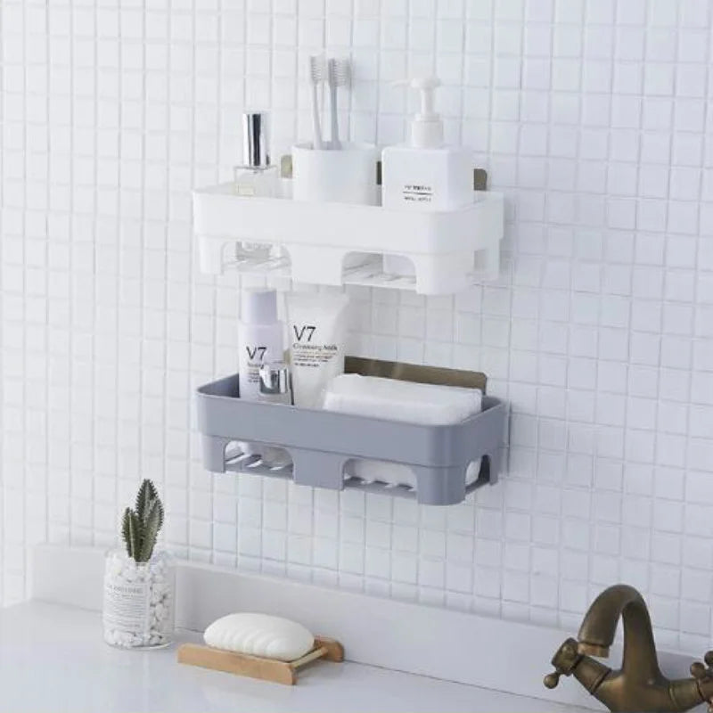 Free punching bathroom shelf vanity storage rack bathroom wall wall mount bathroom suction cup finishing shelf WF308922