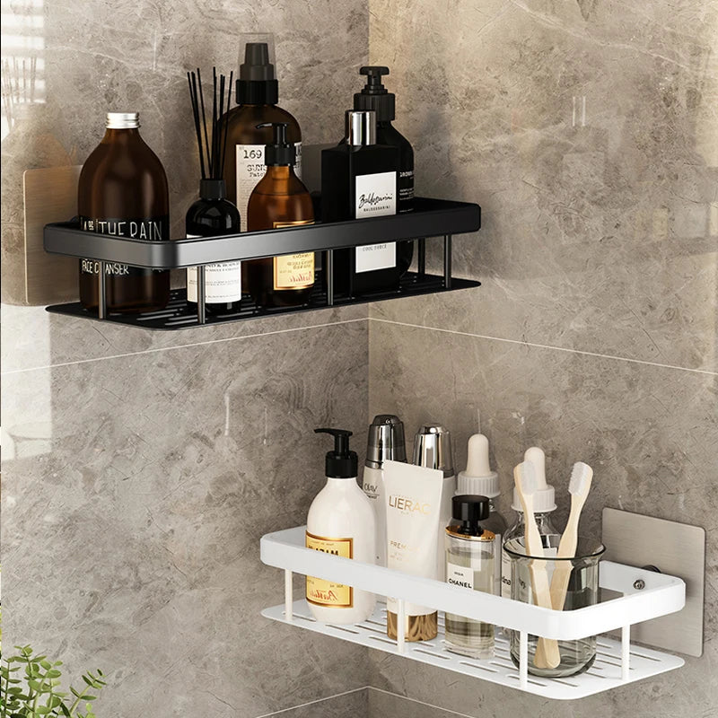 Bathroom Shelves Aluminum Alloy No-drill Wall Mount Corner Shelf Shower Storage Rack Holder Toilet Makeup Organizer for Shampoo