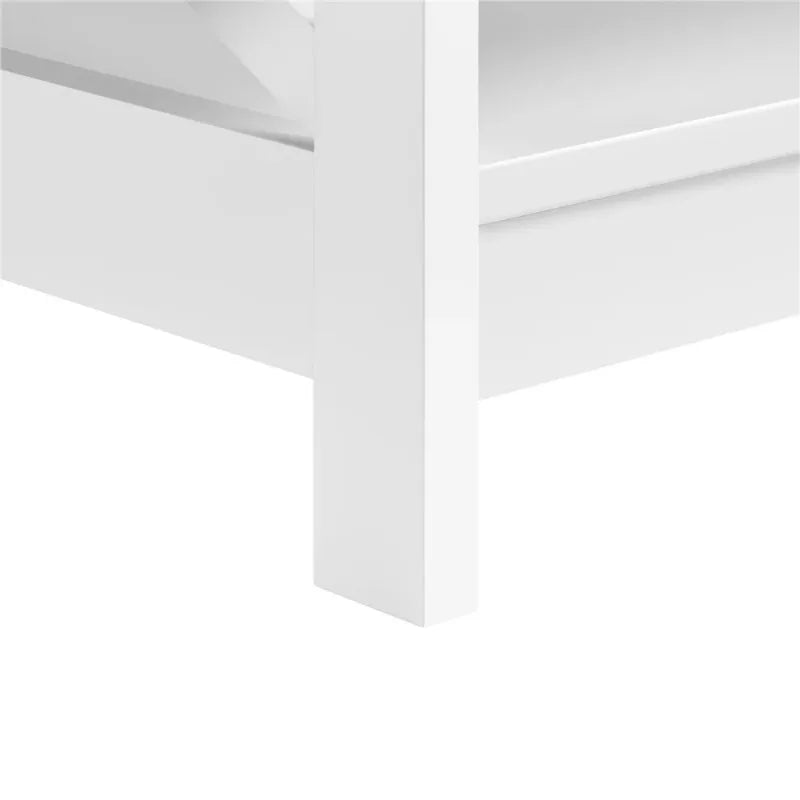 Modern Wood X-Design Rectangle Coffee Table with Storage Shelf, White