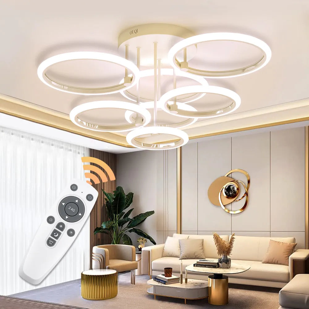 Led Ceiling Light Chandelier Ring Pendats Lights Square Lamp Dimming Remote Control Indoor Lighting Fixture Bedroom Living Room