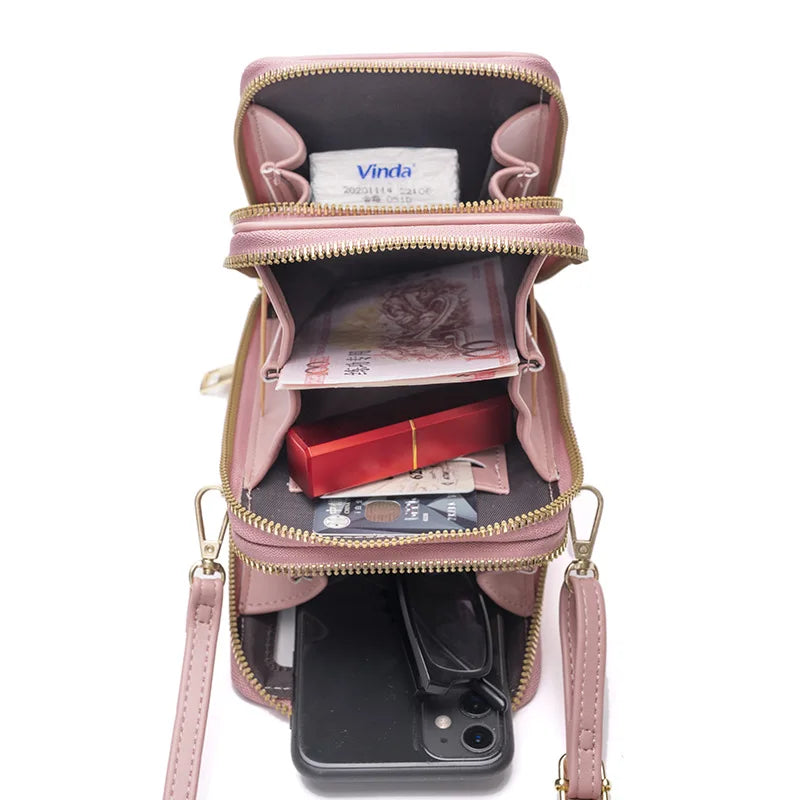 Handbags Women Bag Female Shoulder Bag Messenger Bag Large-capacity Mirror Touch Screen Mobile Phone Bag Wallet Card Case