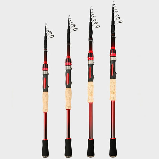 High Quality Carbon Spinning Casting Rod Travel lure Trout telescopic fishing rod  Lure Weight 5-35g carp wooden handle pole