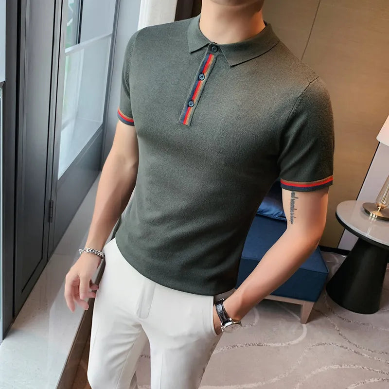 2023 Men Solid Color Polo Shirts Summer Men Clothing Lapel Neck Shirt British Fashion Pure Cotton POLO Shirts Tops 4 Color S-3XL