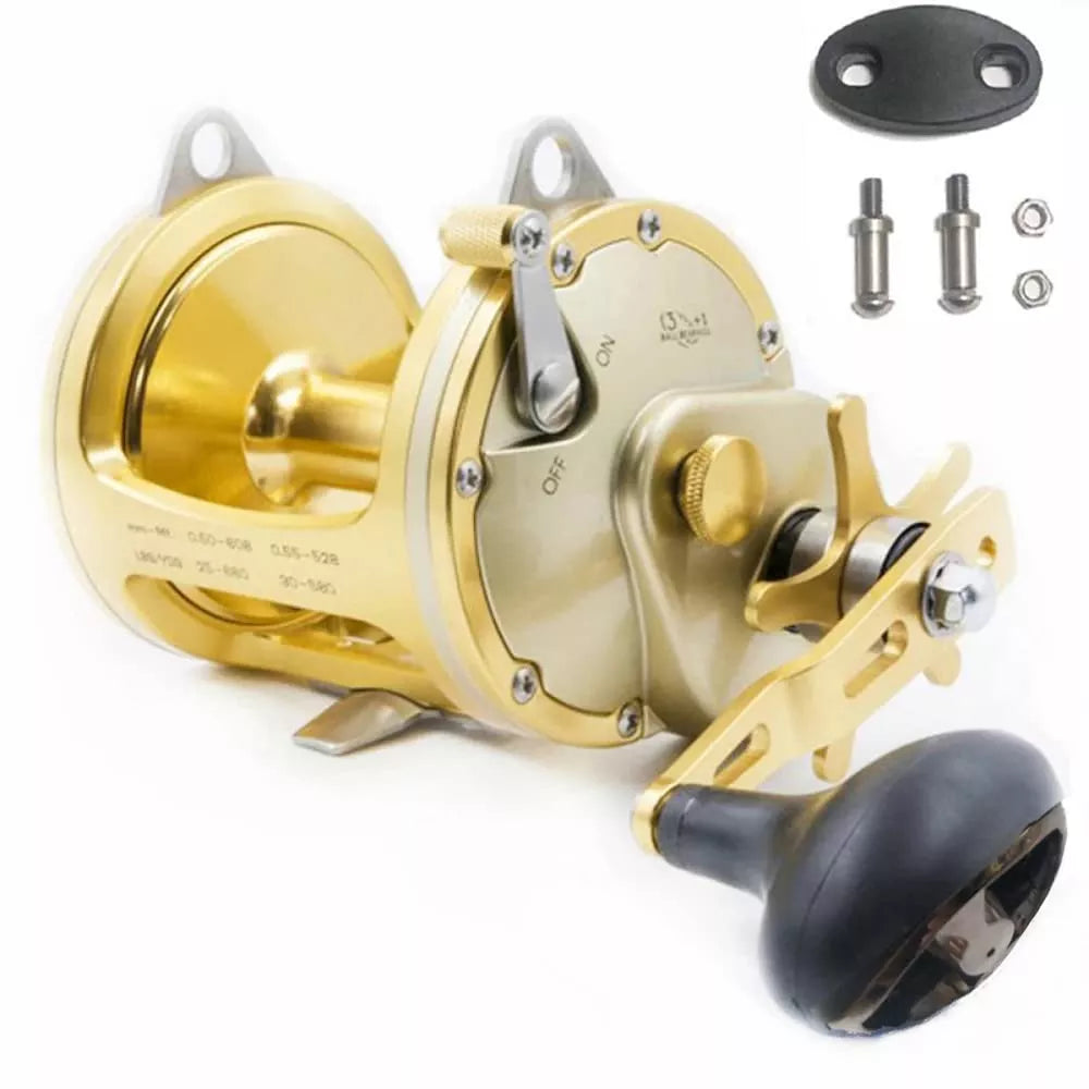 Big Sea Fishing Reel Saltwater Windlass Metal Coil Gold Ocean Fishing Supplies Wrap Drums Professional Trolling Jigging Reels