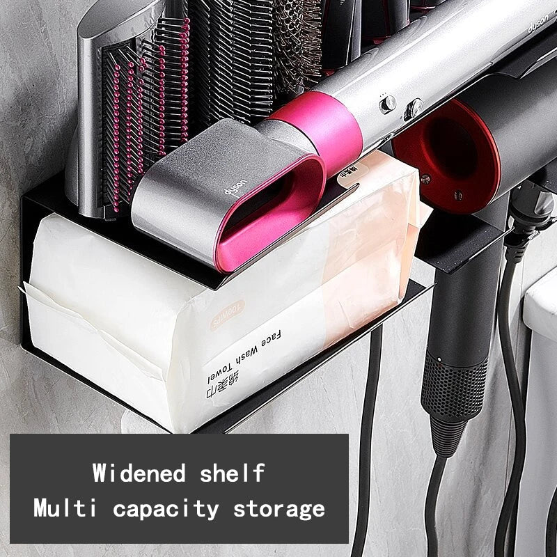 Multifunctional Storage Rack Suitable for Dyson Hair Curler and Hair Dryers ,with Tissue Storage,Wall-mounted Free Hole Shelf