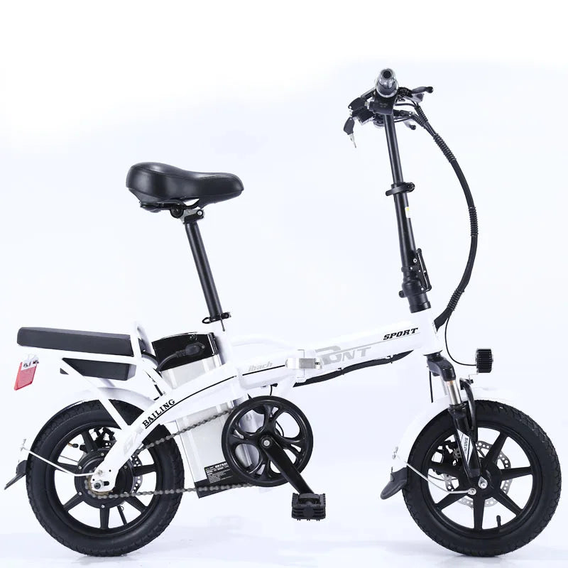 New 14 Inch E-Bike 48V Lithium Battery Two Person Cycling Folding Frame Convenient To Carry  Electric Bicycles Student