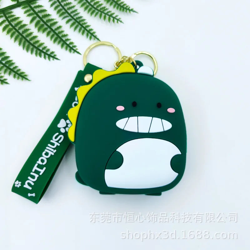 Women's Mini Dinosaur Silicone Coin Purse Soft Storage Bag Wallet Cute Cartoon Keychain Bag Pendant Earphone Small Bag