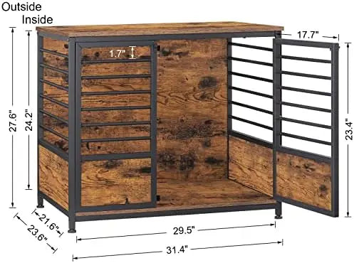 Crate Furniture,  Wooden Heavy Duty Dog Cage Side End Table,Indoor Dog Kennel,Decorative Style Steel Tube Structure Pet Crate Ho