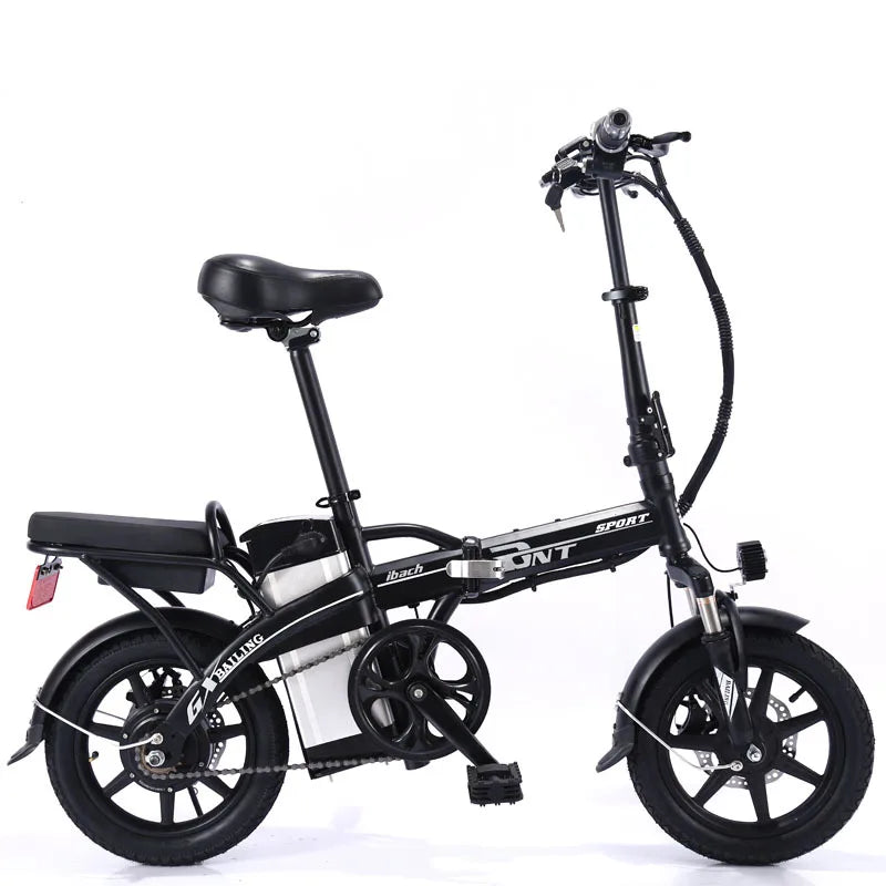 New 14 Inch E-Bike 48V Lithium Battery Two Person Cycling Folding Frame Convenient To Carry  Electric Bicycles Student