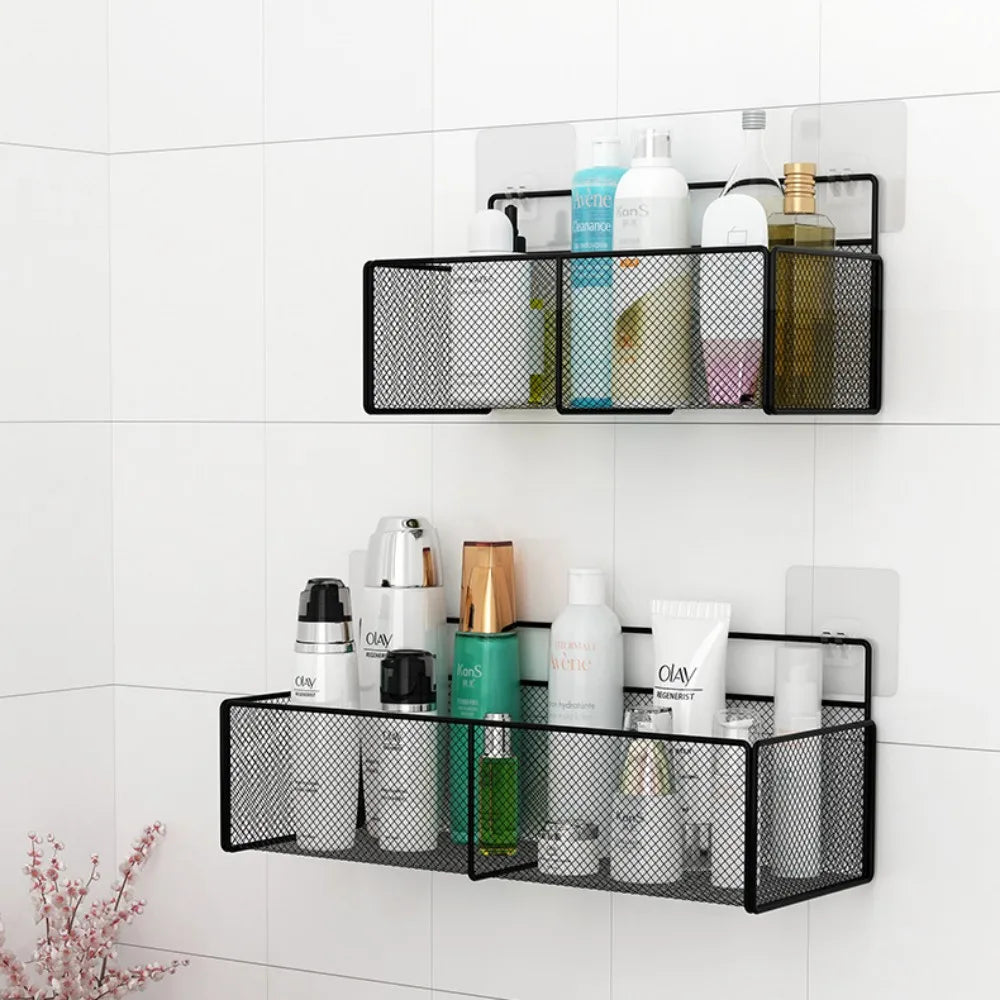 Bathroom Shelf No Drilling Wall-Mounted Bathroom Shelf Storage Organizer Shower Shampoo Rack Toilet Shelves Kitchen Storage