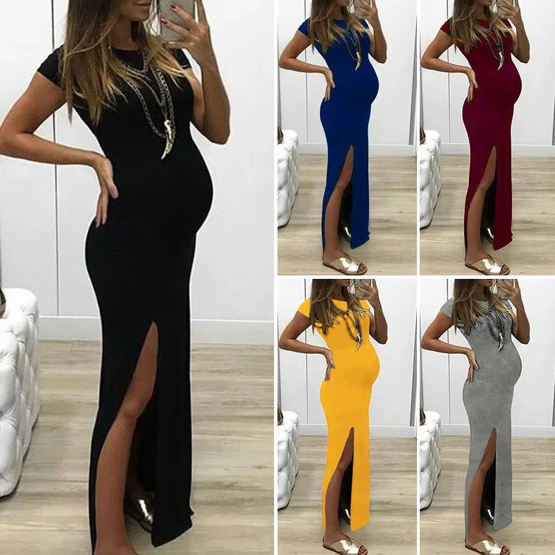 Maternity Dress Sexy Short-sleeved Maternity Dress Side Slit Dress Maternity Dress Photography Props, Plus Size Women's Clothing