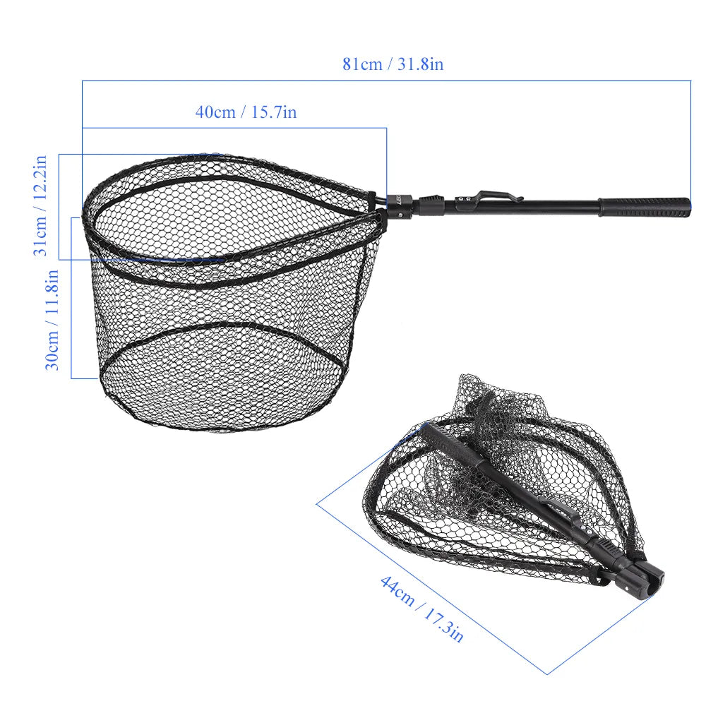 Aluminum Alloy 80cm Retractable Fishing Net Telescoping Foldable Landing Net Pole Folding Landing Net For Fly Fishing