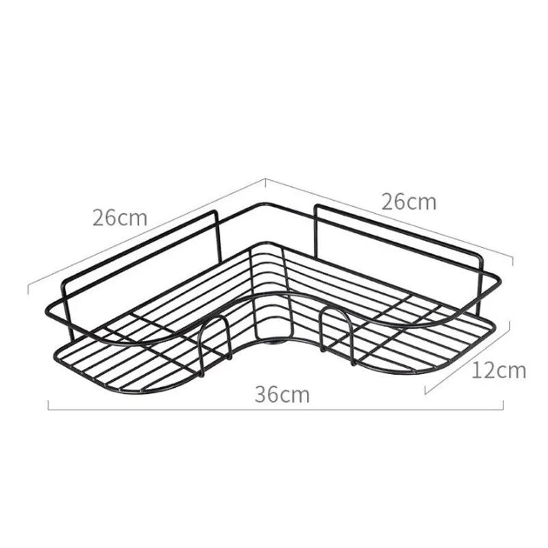 Bathroom Corner Storage Shelves Wall Mounted Rack Shampoo Storage Shelf Cosmetic Holder No Punch Metal Shelf Condiment