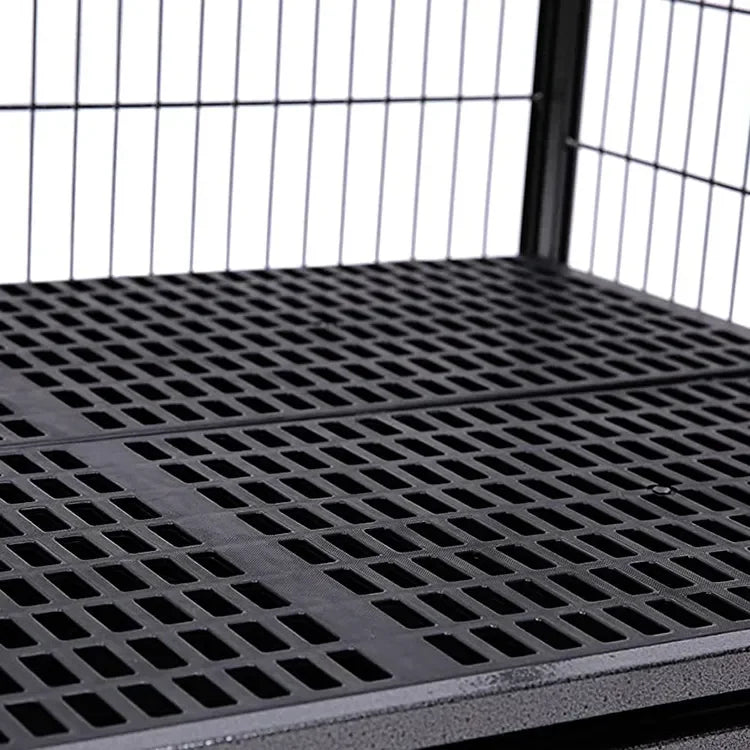 wholesale cheap high quality commercial metal 6ft dog stainless steel kennel breeding black cage with wheels for large dogs