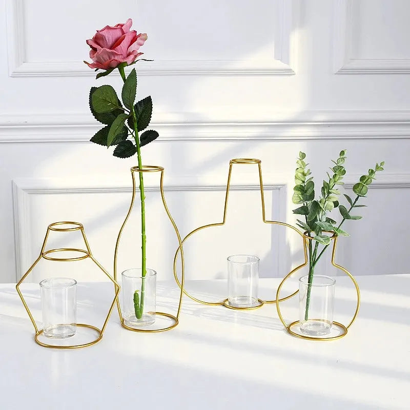 Retro Iron Line Table Flowers Vases Nordic Decoration Home Metal Plant Holder Nordic Styles Flower Vase Home Decor Dropshipping