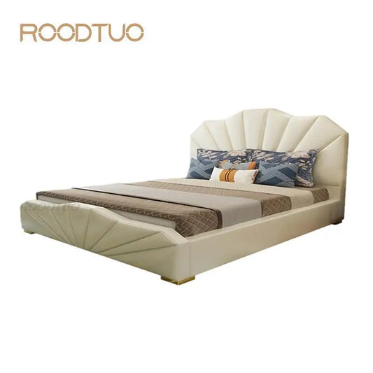 Double Bed White Furniture Set Bedframe King Size Bed 2 People Modern Design For Adutl Bedroom And Villa Upscale Hotel Cameras