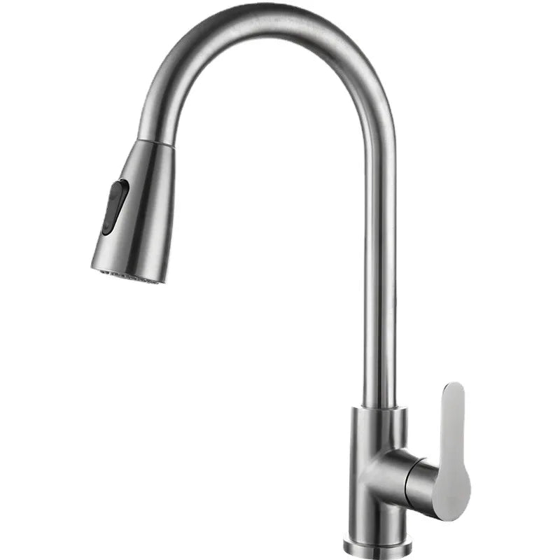 GEGVE Kitchen Faucets Copper Stainless Steel Pull Out Spout Brass Mixer Taps Hot Cold Water Accessories Stream Sprayer Head