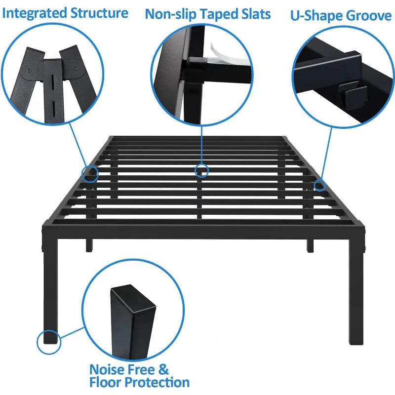 Vebreda Twin Bed Frame, 14 inch Metal Platform Bed Frame with Heavy Duty Steel Slats bedframe bedroom furniture