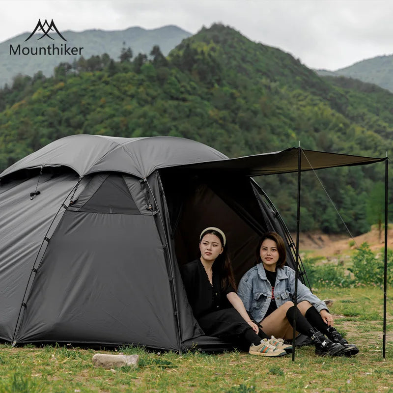 Black Round Tent Outdoor Camping Luxury Single Layer Tourist 210T Anti-tear Seams Taped Waterproof Windproof 4seasons Family