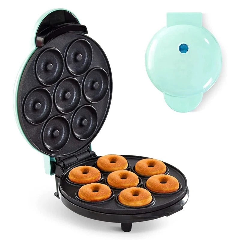 Electric Donut Maker Automatic Heating Egg Cake Bread Baking Machine 700W Kitchen Breakfast Makes 7 Donuts US Plug