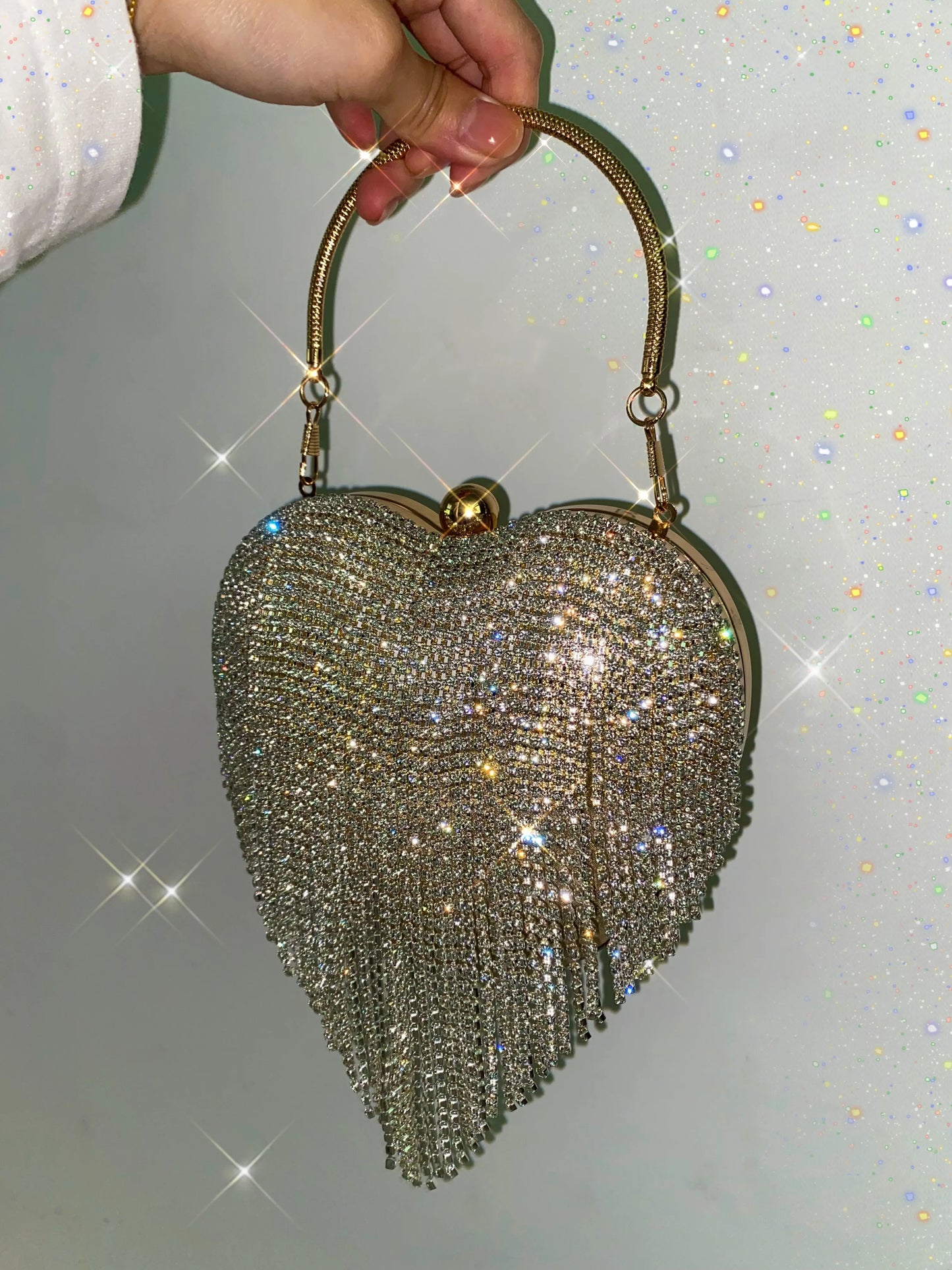 Women's Luxury Bag Famous Brand Metal Heart Shape With Handle Fashion Elegant Tassels Hasp Party Wedding Casual Handbags Purses