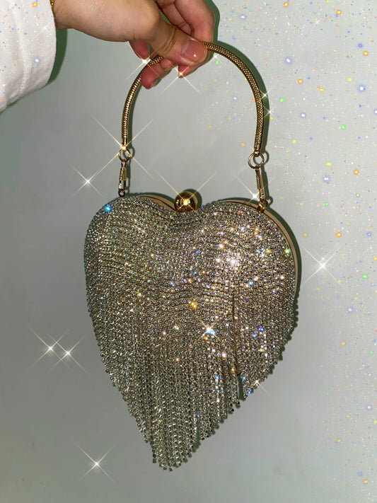 Women's Luxury Bag Famous Brand Metal Heart Shape With Handle Fashion Elegant Tassels Hasp Party Wedding Casual Handbags Purses