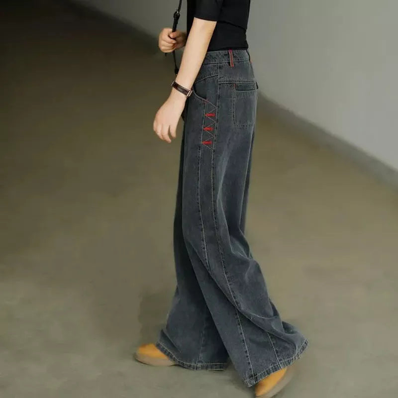 Women's Wide Leg Jeans Woman High Waisted Trousers Flared Pants Baggy Jean Large Korean Fashion Clothes Clothing Denim Pant