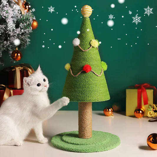 Christmas Tree Cat Climbing Frame Tool Sisal Cat Scratcher Column Grinding Paws Pet Scratching Board Furniture Christmas Decor