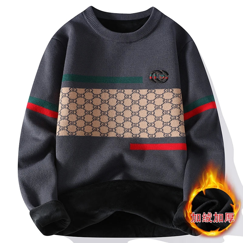 2023 New Winter Casual Thick Warm Sweater Men Knitted Pullover Top Quality Mens Handsome Fashion Cashmere Knitwear Male Clothing