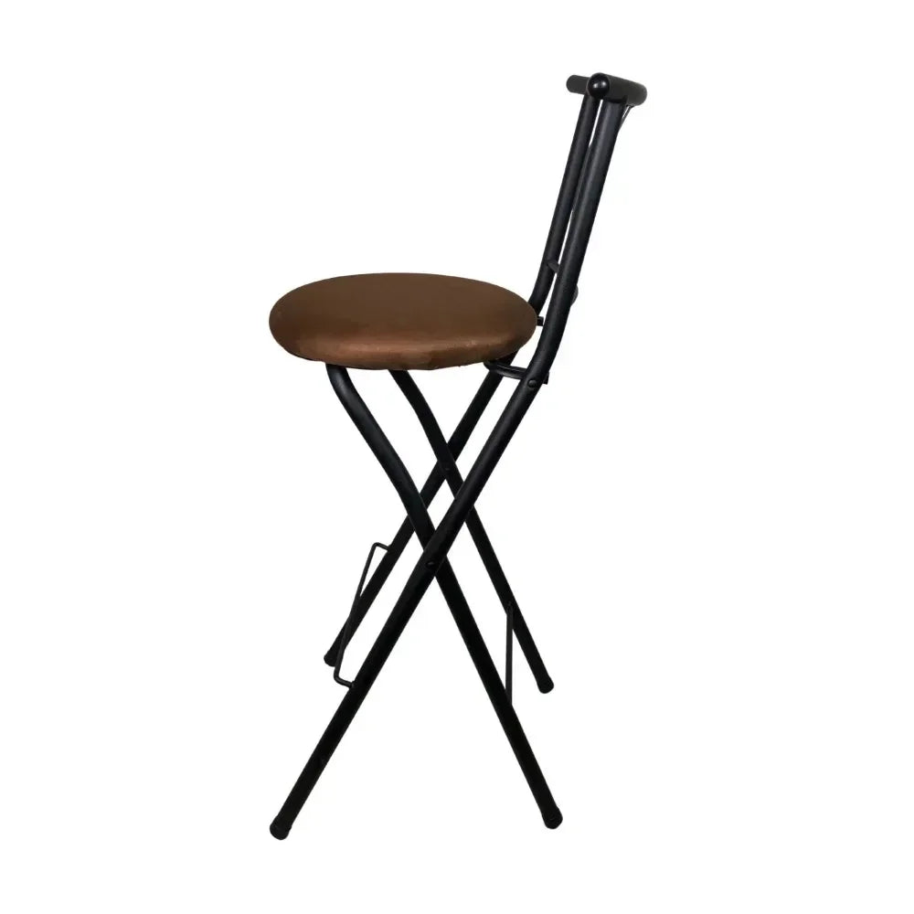 Mainstays Indoor Metal Folding Stool with Slat Back and Microfiber Seat, Dining Chairs,  Accent Chairs for Living Room