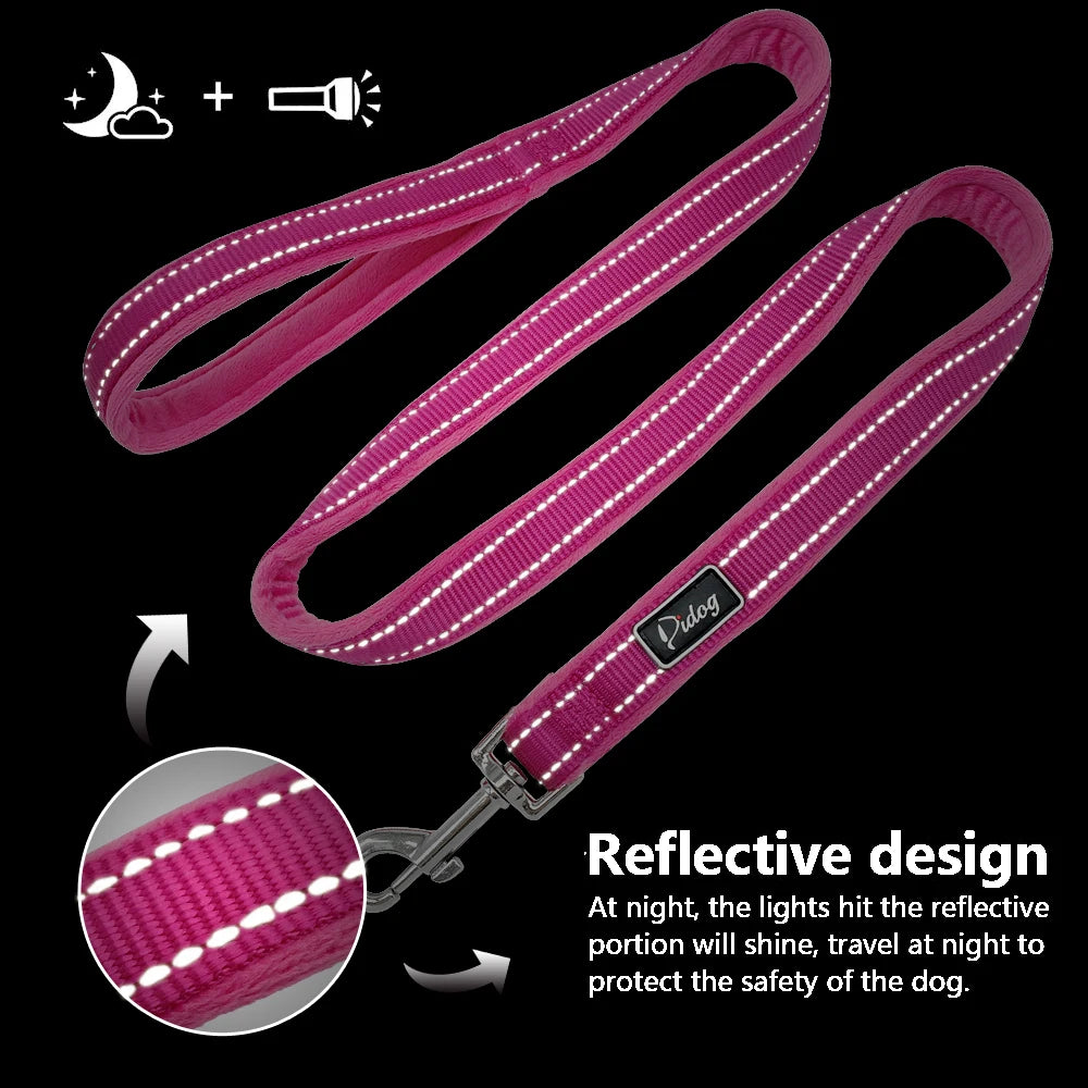 Warm Dog Leash Nylon Reflective Dog Lead With Handle Soft Padded Pet Leashes Belt Outdoor Walking Lead Rope For Small Large Dogs