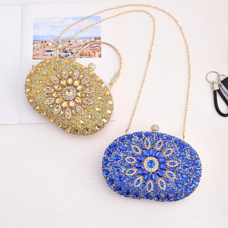 Evening Clutch Bag for Women Wedding Flower Diamond Clutch Purses Chain Designer Luxury Bag Party Handbag with Metal Handle