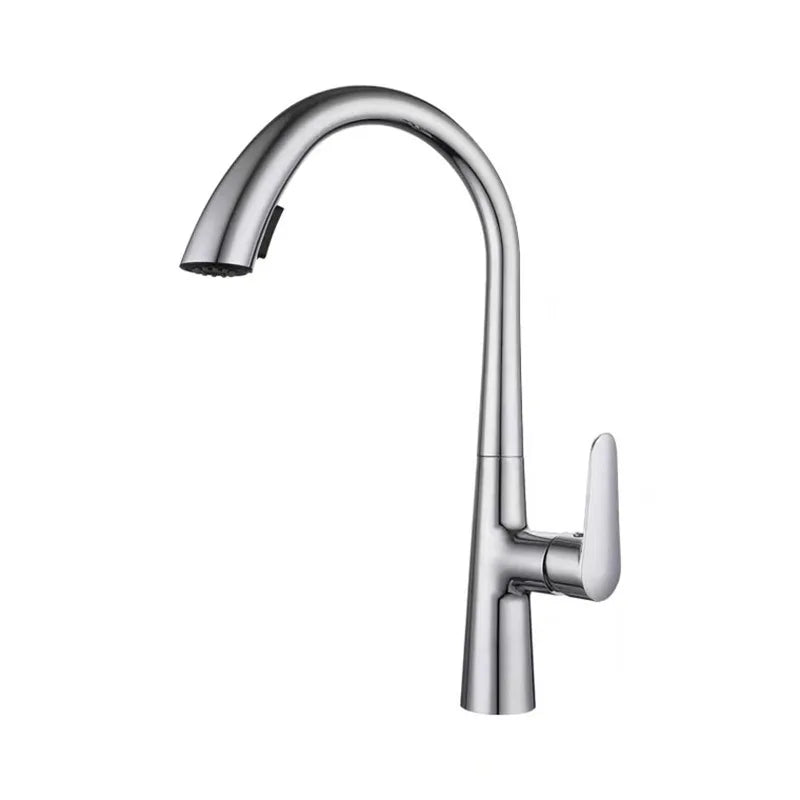 Gun Gray Pull-Out Kitchen Faucet Cold And Hot Water Wash Vegetable Basin Sink Faucet Rotating Telescopic Black