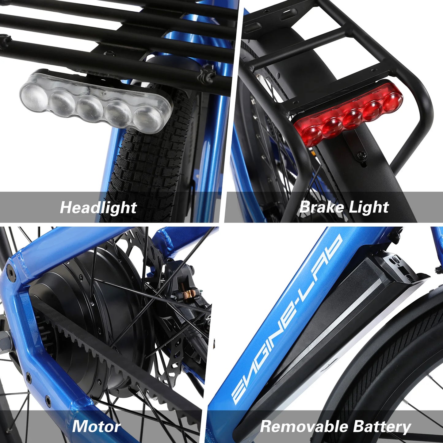 27.5'' Electric Bike 48V 14AH Ebike with 20mph Top Speed 45km Pure Elertic Power Range Headlight Taillight Cycling Bicycle