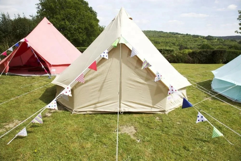 2019 Luxury waterproof customize sibley outdoor 5m glamping canvas bell tent