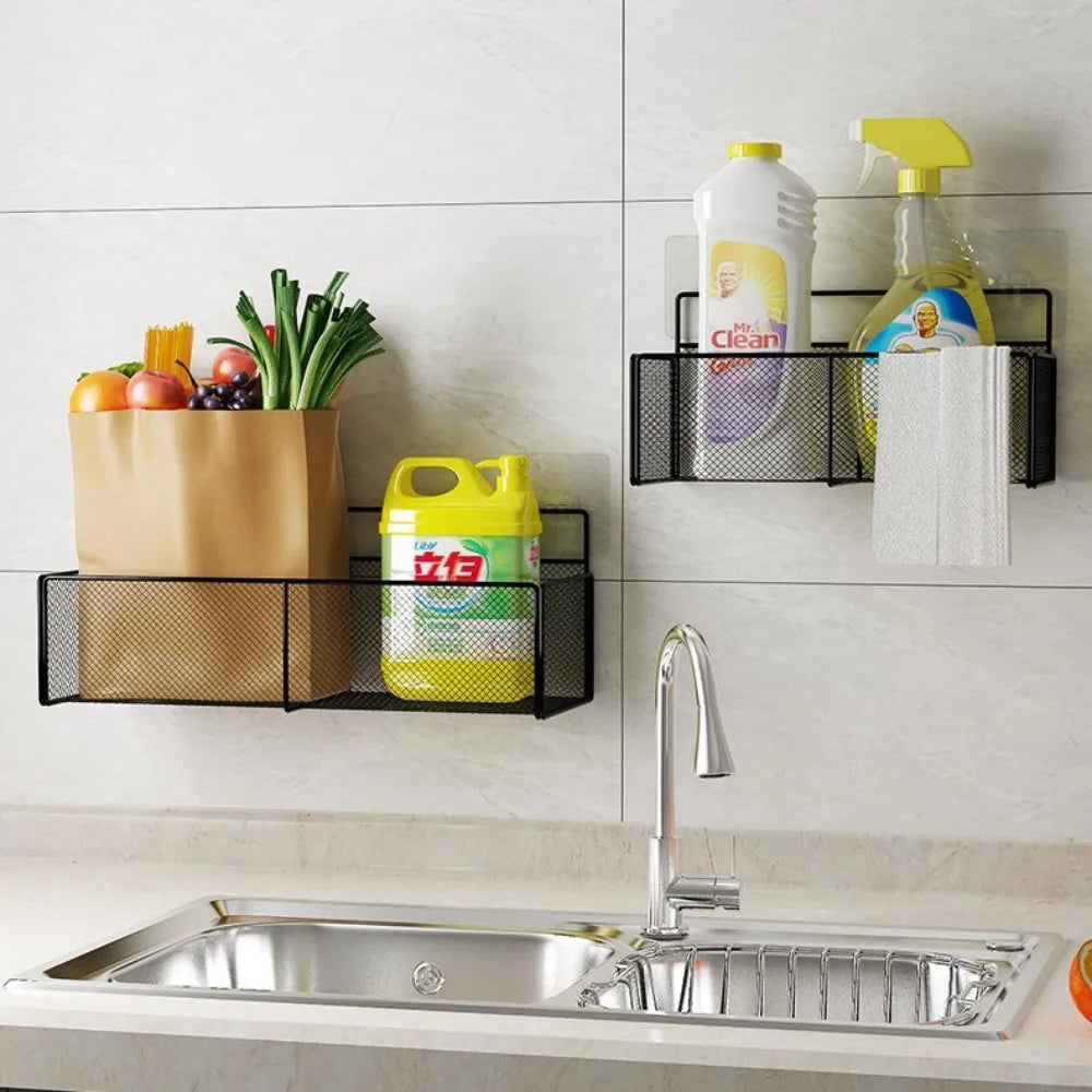 Bathroom Shelf No Drilling Wall-Mounted Bathroom Shelf Storage Organizer Shower Shampoo Rack Toilet Shelves Kitchen Storage