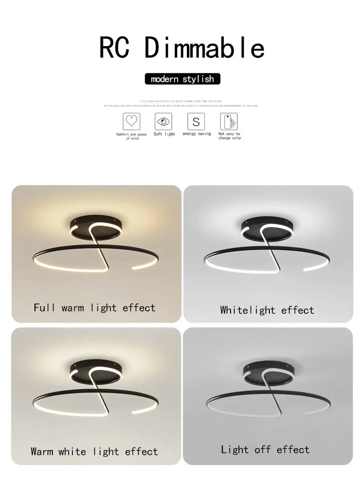 LED ceiling lamp Pendant ceiling light Dimmable Remote Control led chandelier modern Nordic creative Round Wire For  living room