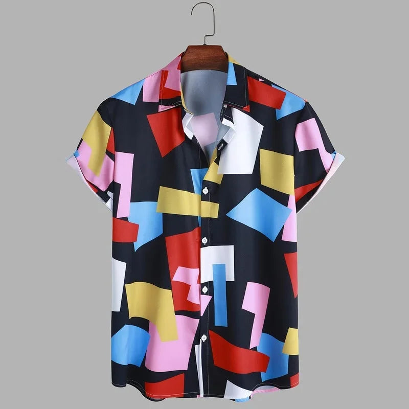 Men Clothing 2022 Digital Printing Men's Shirts Summer New Geometric Shirts Men's Casual Shirts Short Sleeves