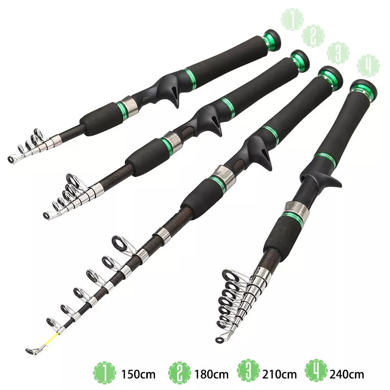 JOSBY Telescopic Fishing Rod Feeder Hard FRP Carbon Fiber Portable Carp Spinning Pole Travel Sea Boat Pesca