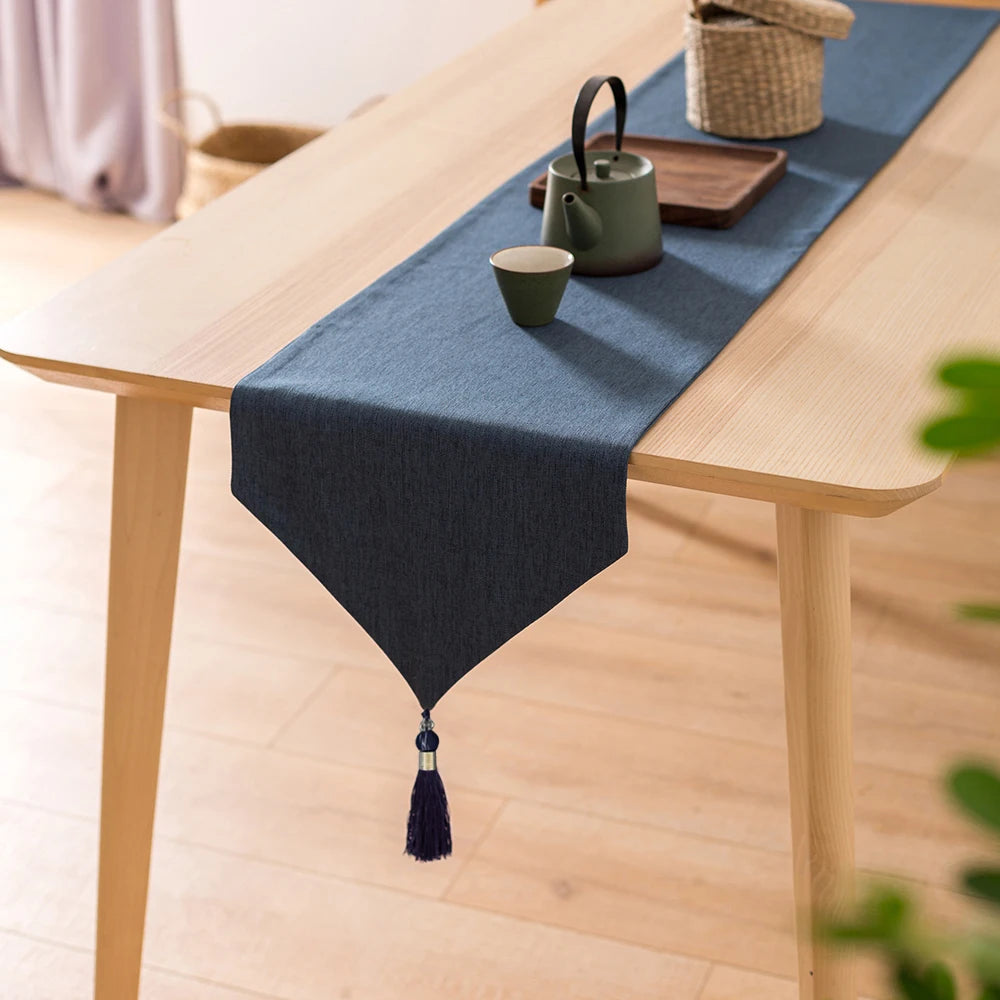 Nordic Style Table Runner Cotton Linen Japanese Style Simple Elegant Tassel Table Runners American Coffee Table Flag Home Decor