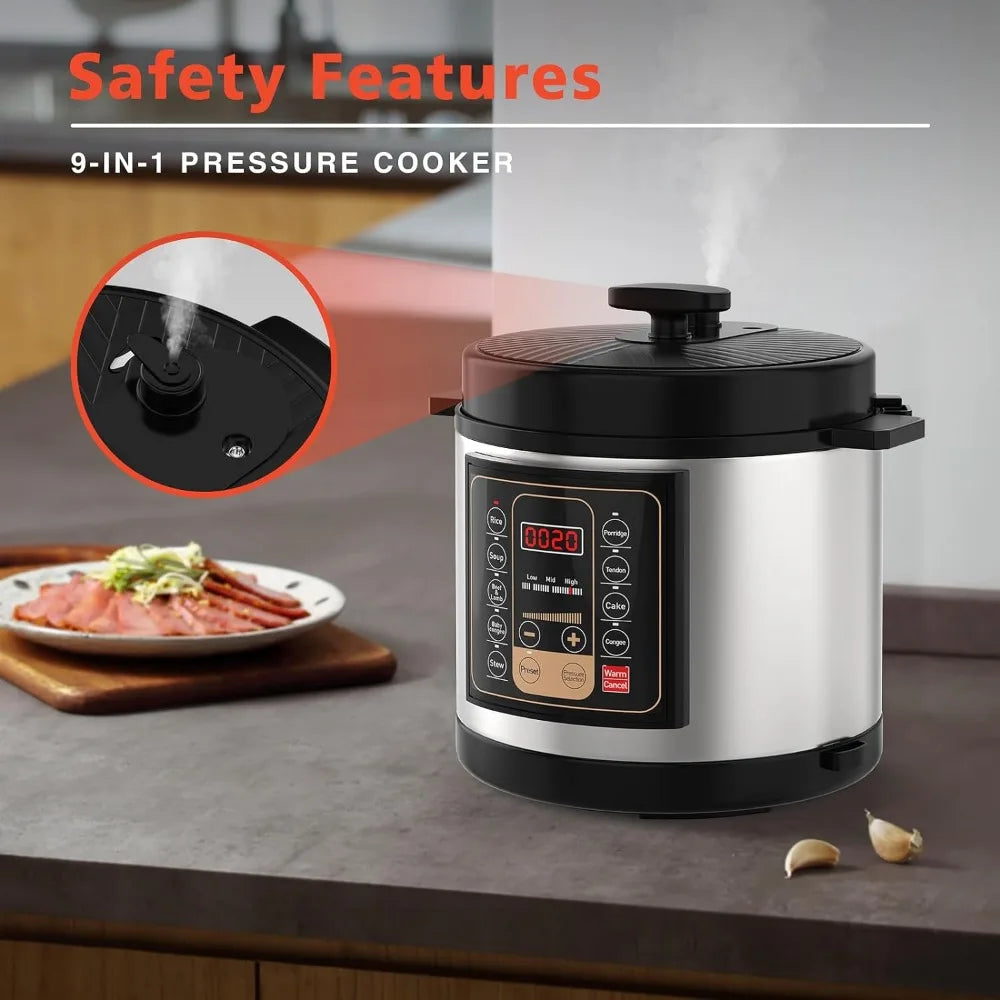 Programmable Instant Cooker Pressure Pot with Slow Cooker,Including Stir-fry, Rice Cooker, Yogurt Maker