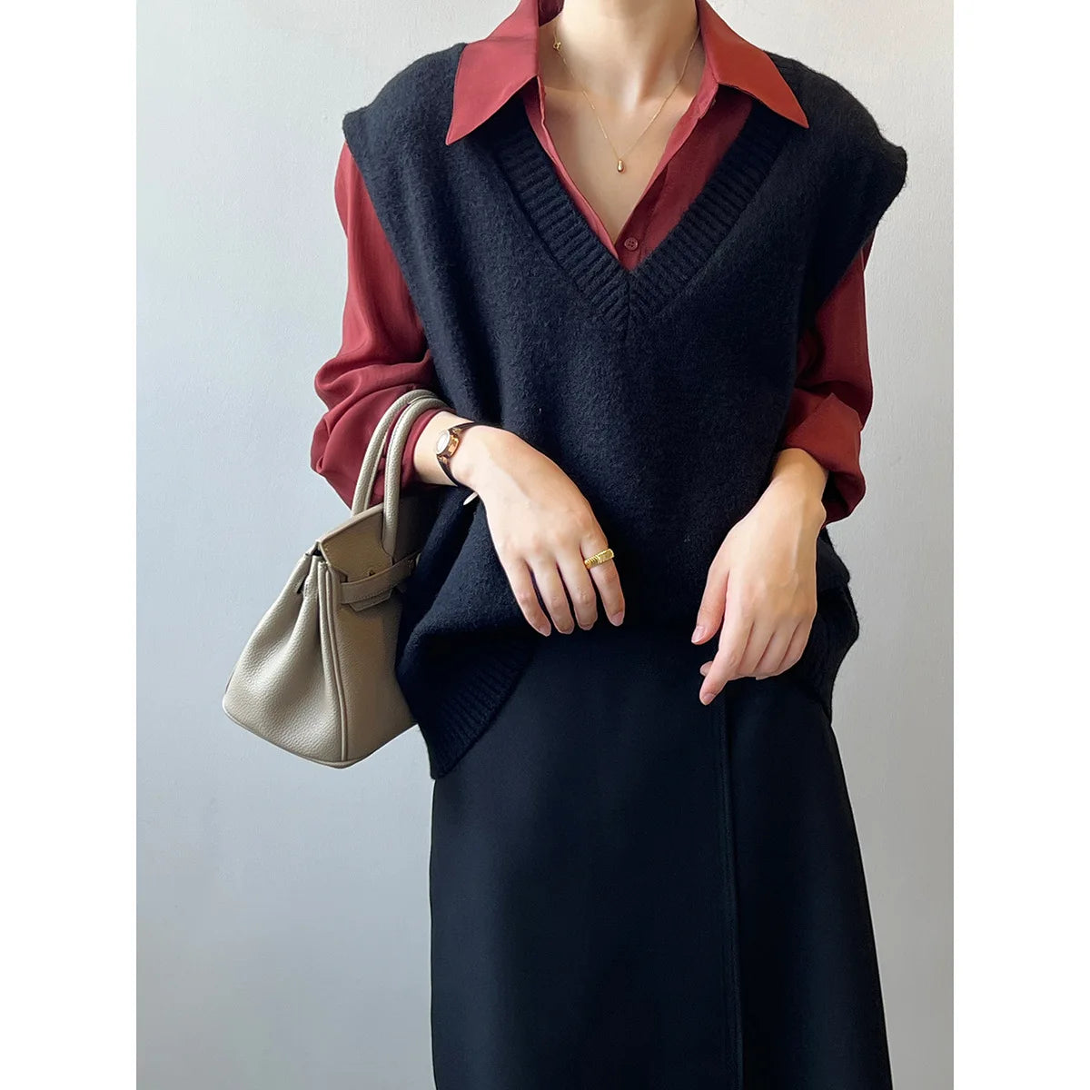 Basic Casual Autumn Sweater Vest Women Sleeveless Loose V-Neck Sleeveless Sweater Female Jumpers Pullover Women's Clothing